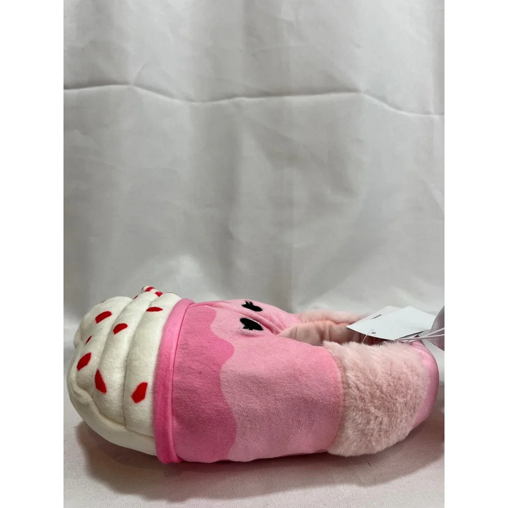 Squishmallows Peppermint Hot Cocoa Pink Plush Slippers Kids Size 4-5 NWT